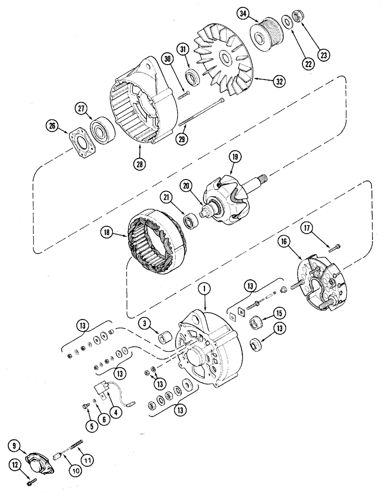 Схема запчастей Case IH MX270 - (04-13) - ALTERNATOR ASSY 110 AMPERE (04) - ELECTRICAL SYSTEMS