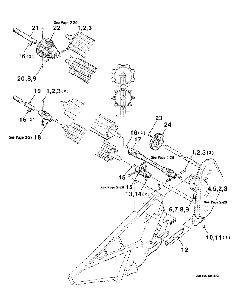 Схема запчастей Case IH 8830 - (2-16) - HAY CONDITIONER DRIVE ASSEMBLY, 14 FOOT (09) - CHASSIS