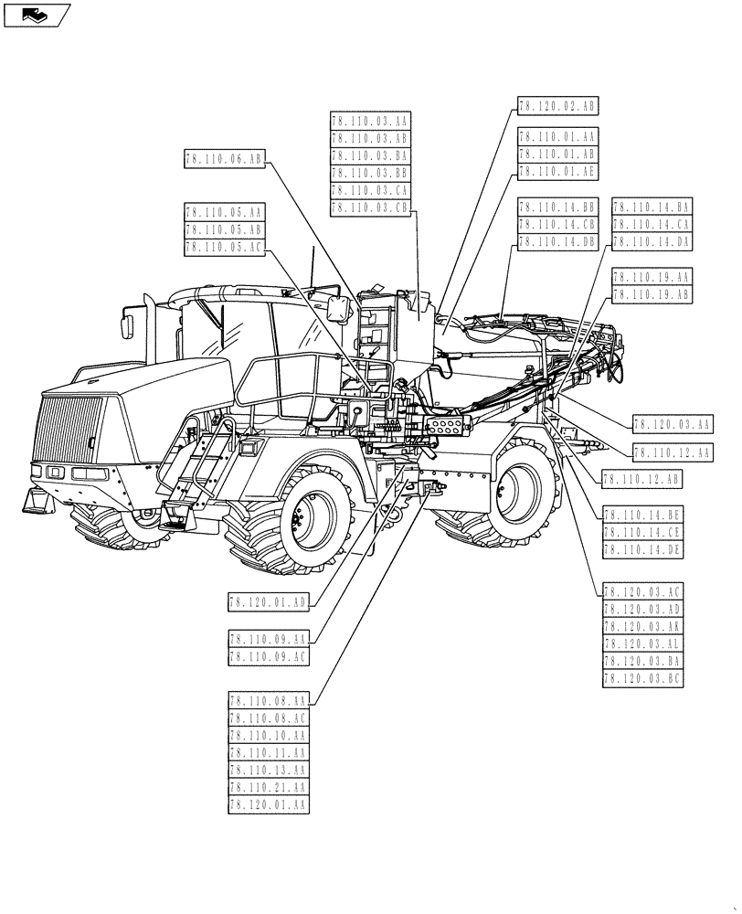 Схема запчастей Case IH 810 - (00.000.78[02]) - PICTORIAL INDEX - SPRAYING (00) - GENERAL & PICTORIAL INDEX