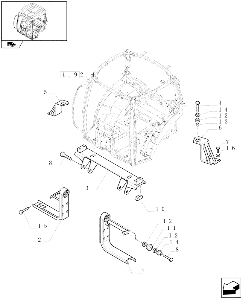 Схема запчастей Case IH PUMA 195 - (1.92.6) - CAB SUPPORTS (10) - OPERATORS PLATFORM/CAB