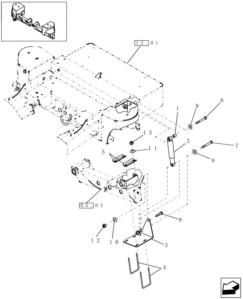 Схема запчастей Case IH WD1903 - (05.04) - REAR SUSPENSION DAMPER (05) - REAR AXLE