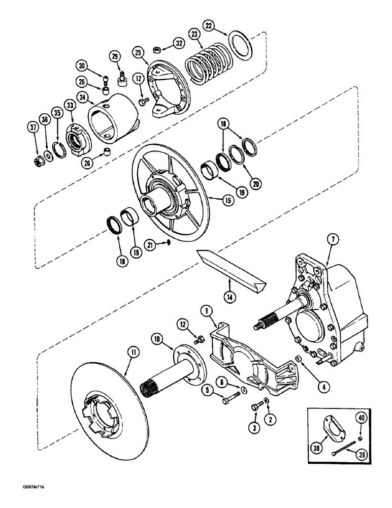 Схема запчастей Case IH 1660 - (9B-08) - ROTOR DRIVE, PULLEY AND CAM, P.I.N. JJC0026711 AND AFTER (14) - ROTOR, CONCANVES & SIEVE