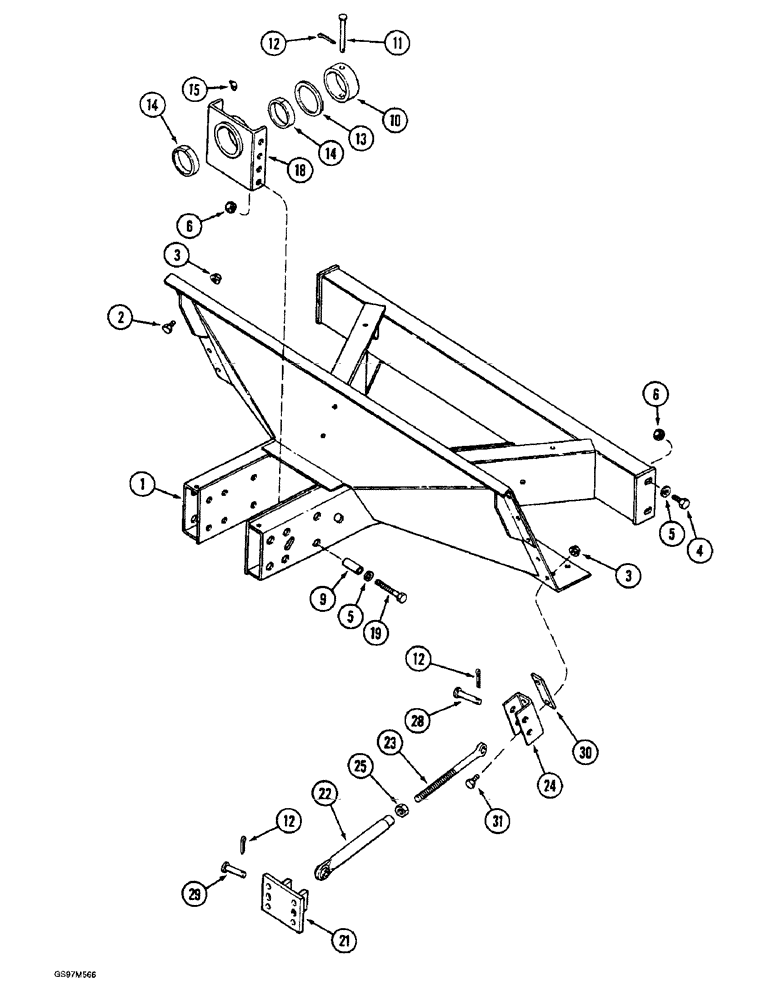 Схема запчастей Case IH 1660 - (5-54) - STEERING AXLE SUPPORT, POWER GUIDE AXLE (04) - STEERING