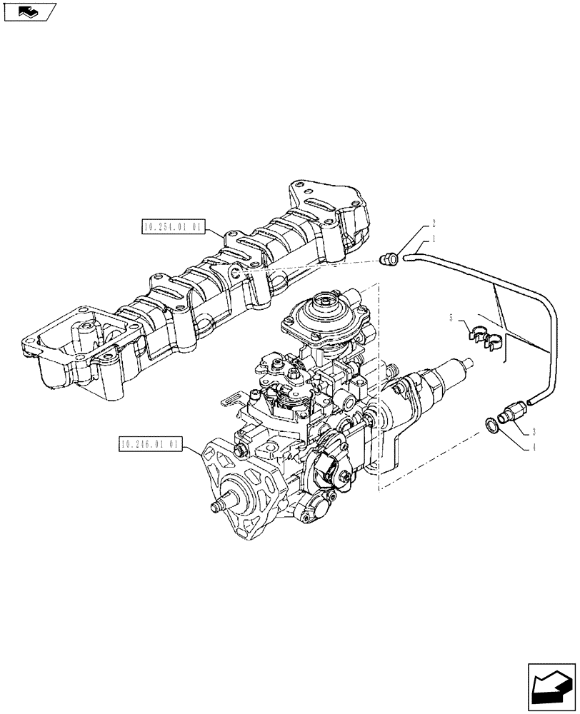 Схема запчастей Case IH FARMALL 65A - (10.218.02[01]) - FUEL INJECTOR - LEAK-OFF LINE (10) - ENGINE