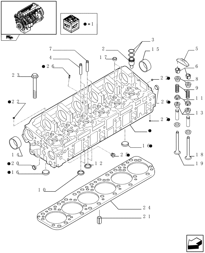 Схема запчастей Case IH F3CE0684C E002 - (0.06.0) - CYLINDER HEAD & RELATED PARTS (504053191 - 504053193 - 504053195) 