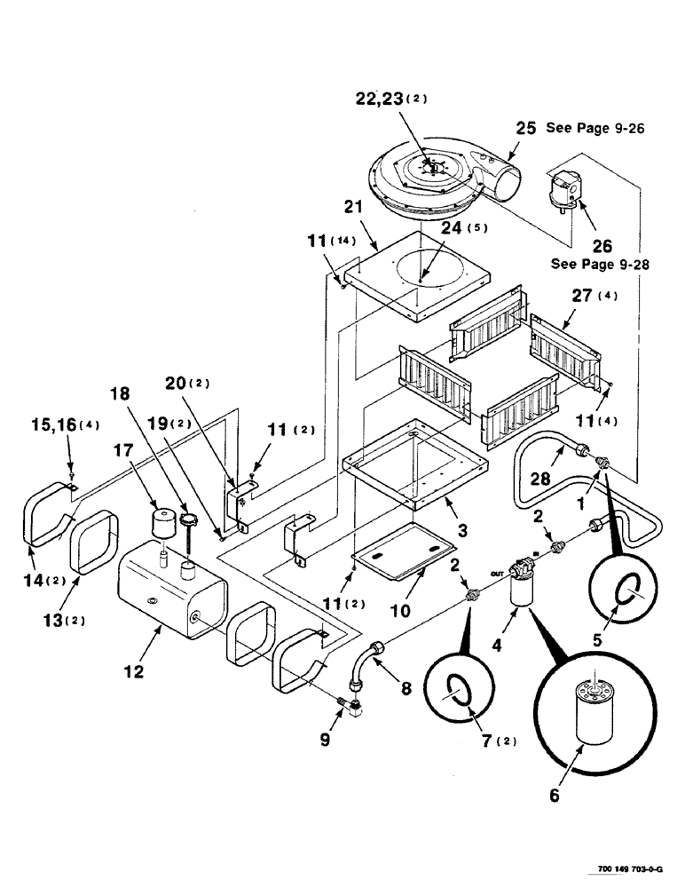 Схема запчастей Case IH 8590 - (09-24) - BLOWER AND RESERVOIR ASSEMBLY Decals & Attachments