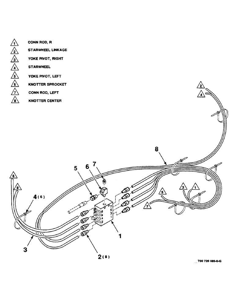 Схема запчастей Case IH 8585 - (6-50) - HARNESS ASSEMBLY, REAR VALVE (14) - BALE CHAMBER