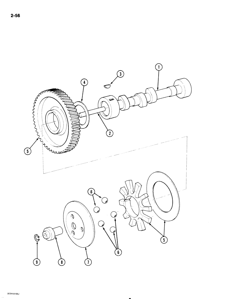 Схема запчастей Case IH 1818 - (2-056) - CAMSHAFT, GASOLINE MODELS (02) - ENGINE