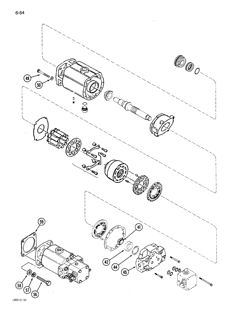 Схема запчастей Case IH 1680 - (6-054) - HYDROSTATIC MOTOR ASSEMBLY, SINGLE SPEED, CORN, GRAIN AND RICE, PRIOR TO P.I.N. JJC0047918 (CONTD) (03) - POWER TRAIN