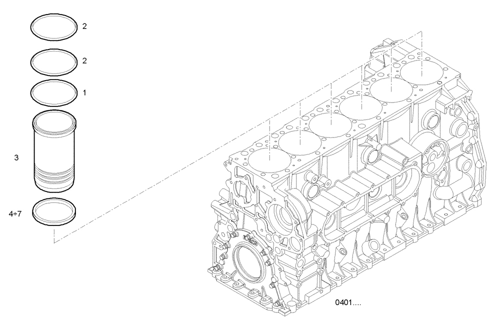 Схема запчастей Case IH F3BE0684N E903 - (0403.008) - CYLINDER LINER 