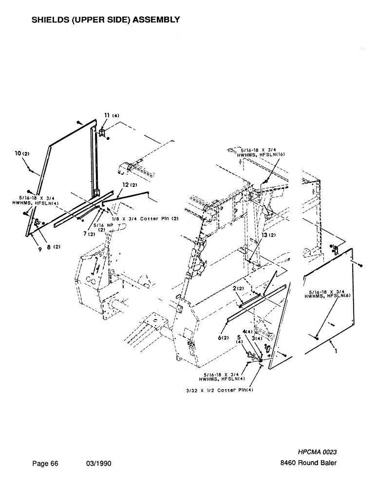 Схема запчастей Case IH 8460 - (066) - SHIELDS, UPPER SIDE, ASSEMBLY (12) - MAIN FRAME