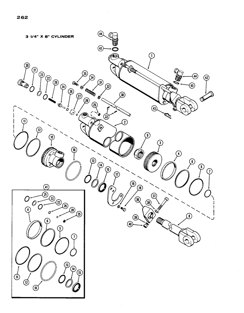 Схема запчастей Case IH 1200 - (262) - 3 1/4 INCH X 8 INCH REMOTE HYDRAULIC CYLINDER, WITH HYDRAULIC LIMIT STOP (08) - HYDRAULICS