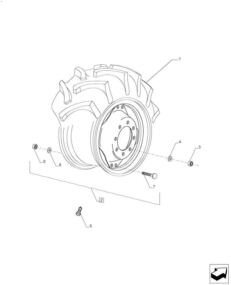 Схема запчастей Case IH FARMALL 140A - (44.520.AB) - WHEEL STANDARD - REAR (44) - WHEELS