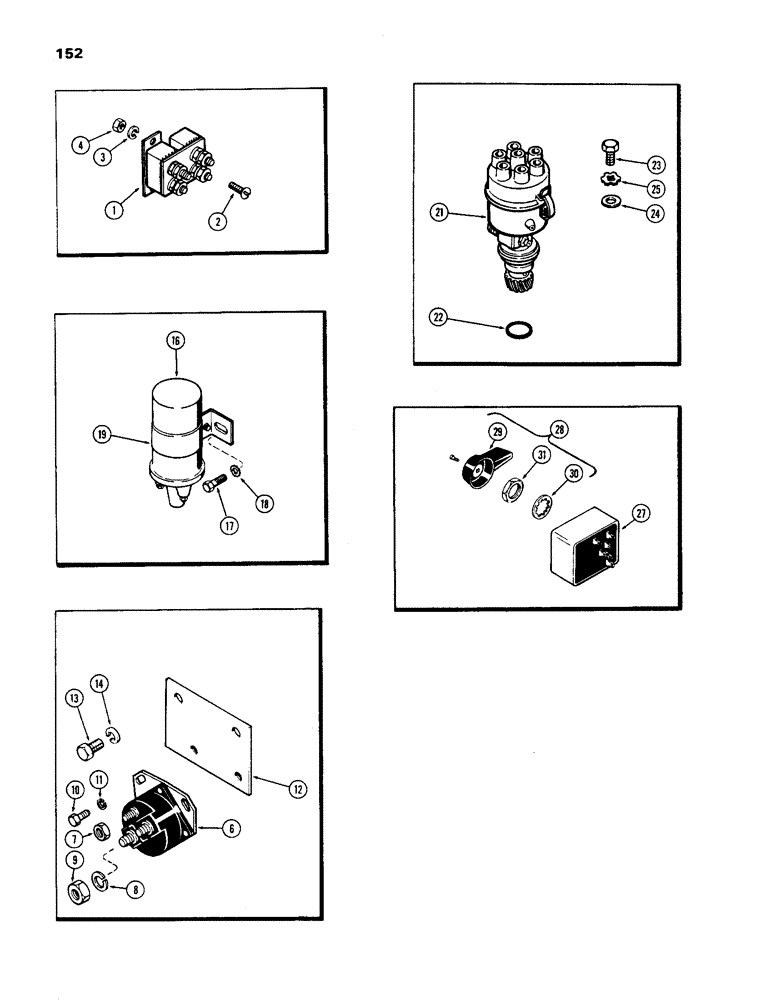 Схема запчастей Case IH 970 - (152) - ELECTRICAL EQUIPMENT MOUNTING, 401B DIESEL AND 377B SPARK IGNITION ENGINE (04) - ELECTRICAL SYSTEMS