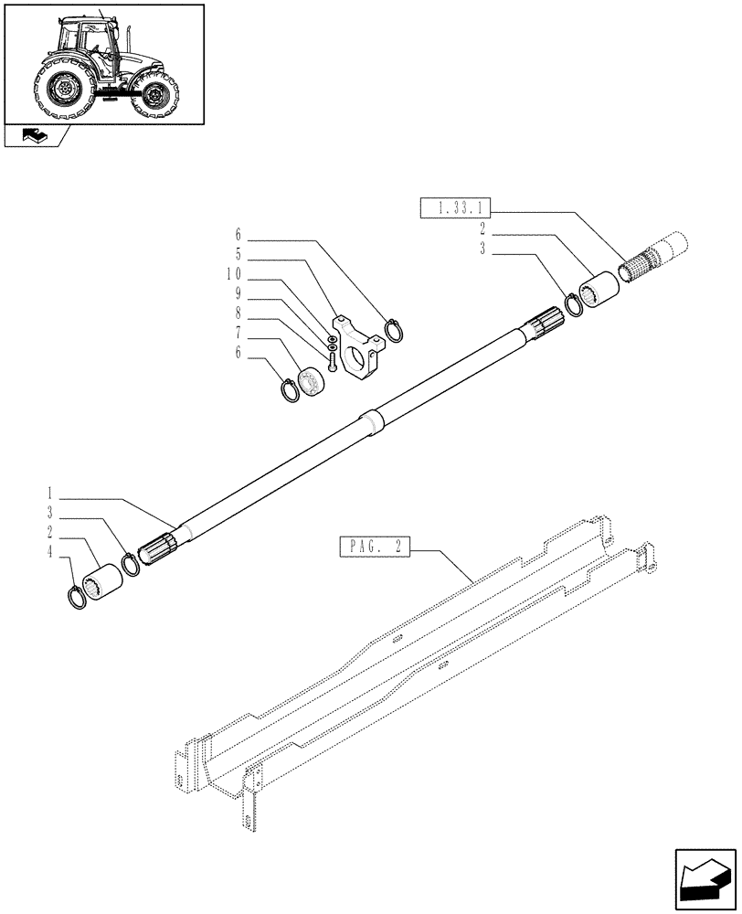 Схема запчастей Case IH FARMALL 90 - (1.38.5[01]) - 4WD PROPELLER SHAFT (04) - FRONT AXLE & STEERING