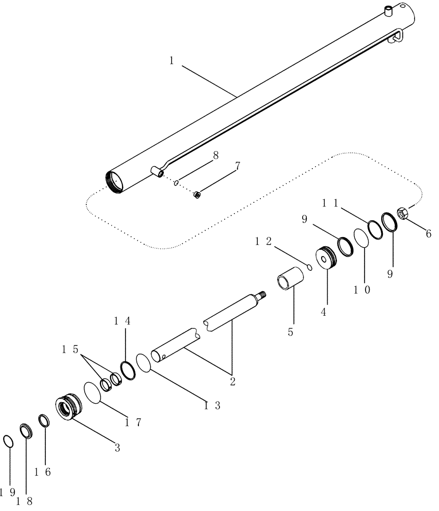 Схема запчастей Case IH CPX610 - (08-34A) - BASKET LIFT INTERMEDIATE CYLINDER ASSEMBLY - ASN JJC0250200 (07) - HYDRAULICS