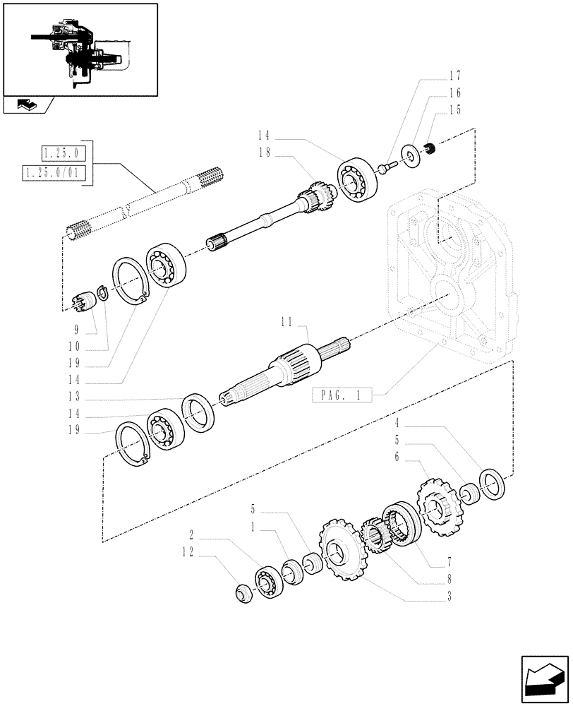 Схема запчастей Case IH FARMALL 95U - (1.80.1/01[02]) - MECH. 540/750 POWER TAKE OFF - SHAFTS & GEARS (07) - HYDRAULIC SYSTEM