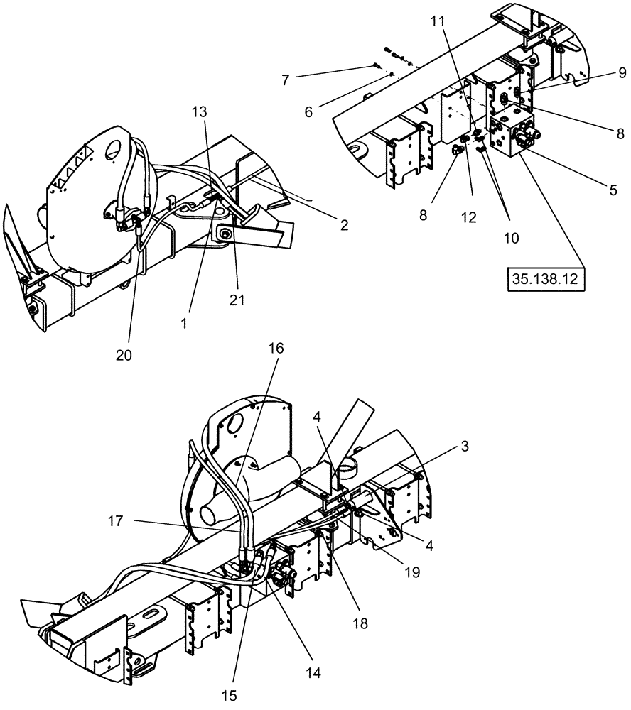 Схема запчастей Case IH 1250 - (35.138.01) - HYDRAULICS - MULTI-VALVE DIRECT DRIVE MOUNTING - 24 ROW (35) - HYDRAULIC SYSTEMS