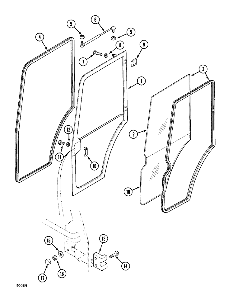 Схема запчастей Case IH 2130 - (9-052) - DOORS (09) - CHASSIS/ATTACHMENTS