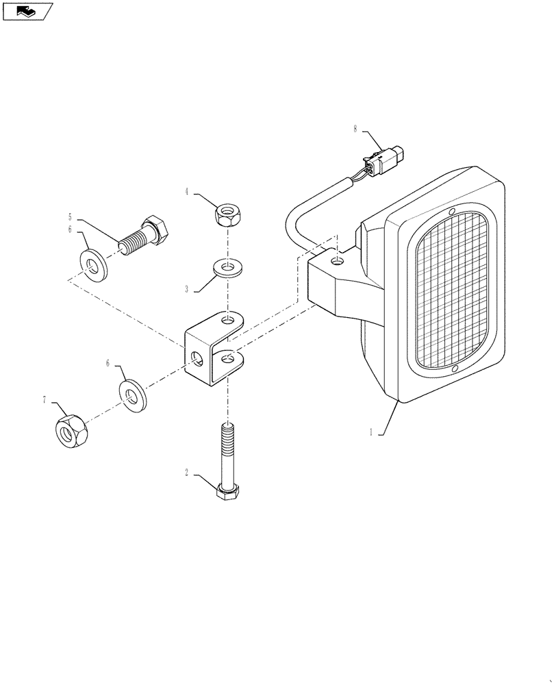 Схема запчастей Case IH 3330 - (55.404.09) - FLOOD LIGHTING ASSEMBLY (55) - ELECTRICAL SYSTEMS