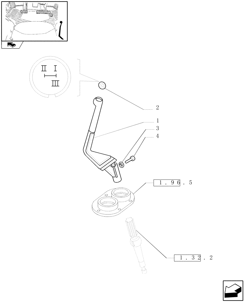 Схема запчастей Case IH FARMALL 105U - (1.97.2) - RANGE GEARSHIFT CONTROL LEVER (10) - OPERATORS PLATFORM/CAB