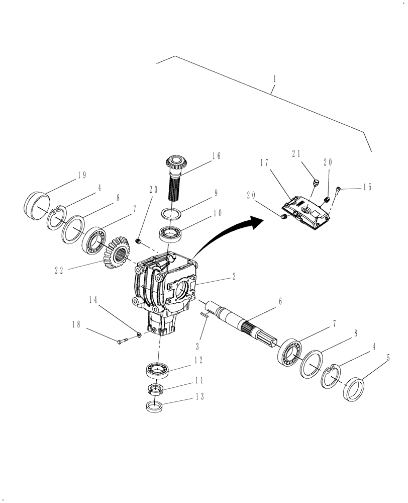 Схема запчастей Case IH TD102 - (03.01) - GEARBOX (58) - ATTACHMENTS/HEADERS