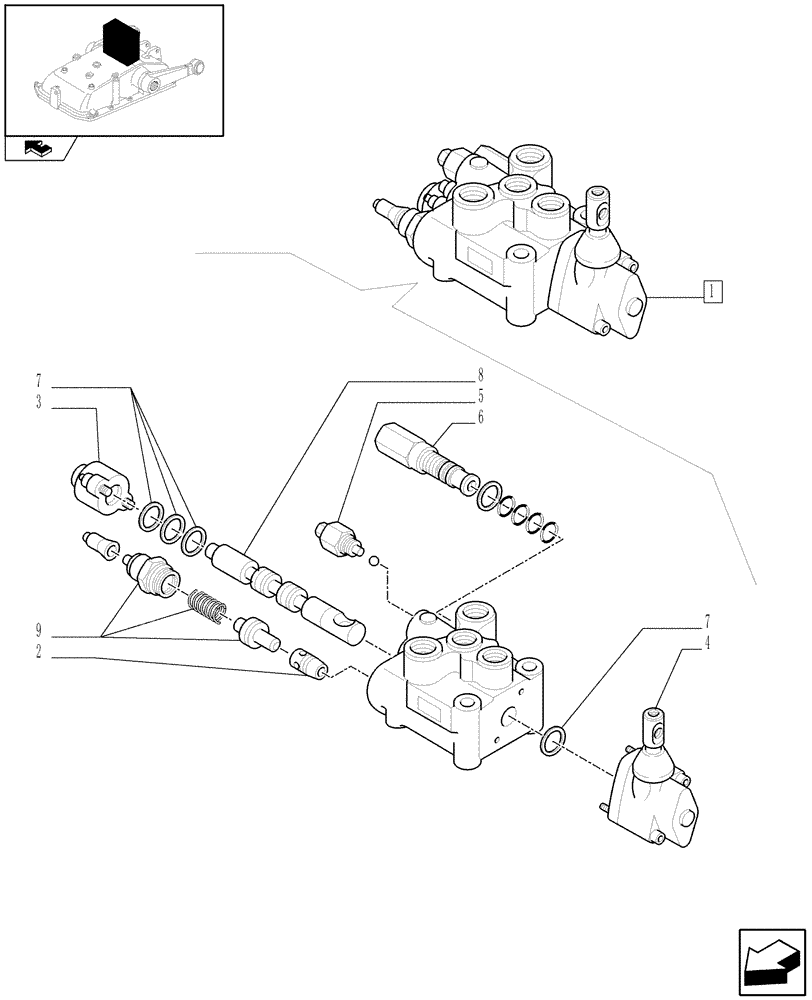 Схема запчастей Case IH FARMALL 80 - (1.82.7/01A) - 1 CONTROL VALVE (S/D) - BREAKDOWN (07) - HYDRAULIC SYSTEM