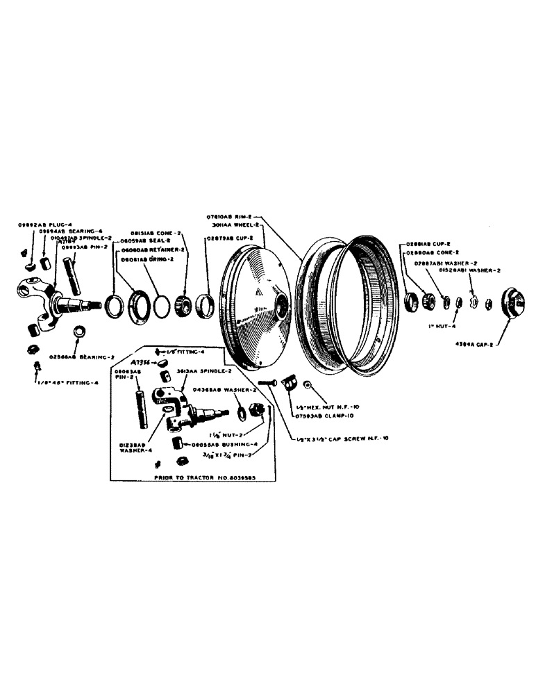 Схема запчастей Case IH 500-SERIES - (076) - FRONT WHEEL AND SPINDLE (06) - POWER TRAIN