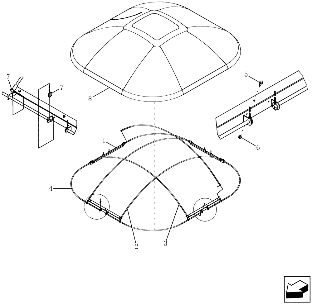 Схема запчастей Case IH 7120 - (80.154.04) - DIA KIT CANVAS ASSY, GRAINTANK EXT. AFX7120 (80) - CROP STORAGE/UNLOADING