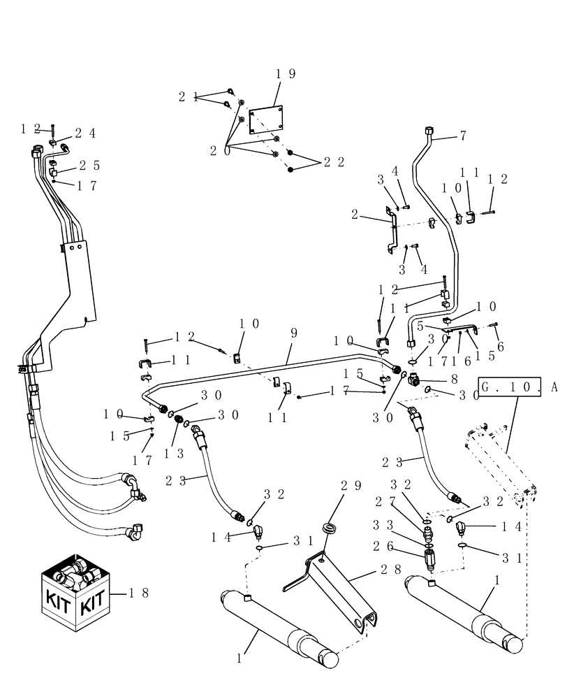 Схема запчастей Case IH AFX8010 - (G.10.A[2]) - HYDRAULICS - FEEDER LIFT G - Tool Positioning