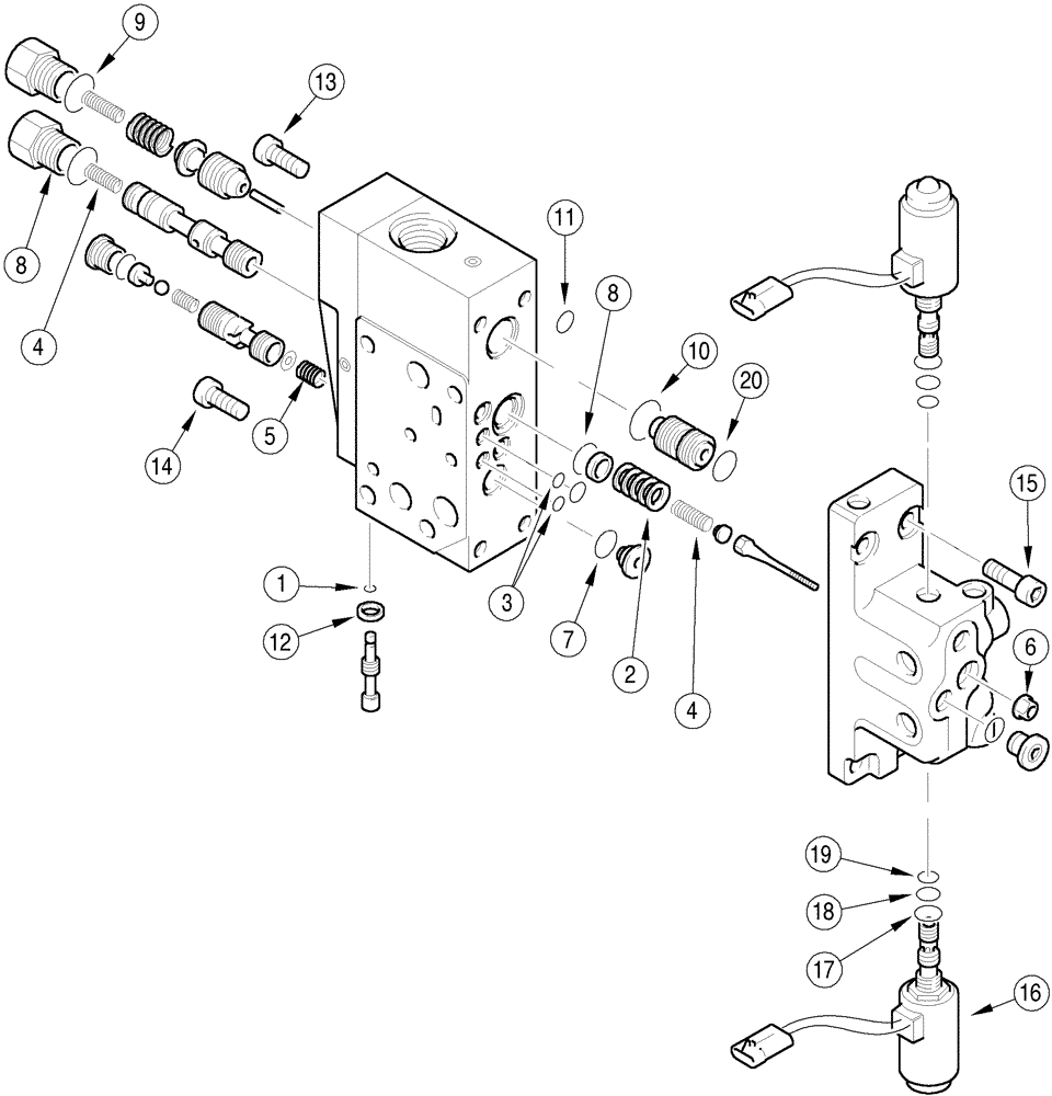 Схема запчастей Case IH 5120 - (8-10) - HYDRAULIC, DRAFT CONTROL VALVE, VERSION WITH TWO SOLENOIDS (08) - HYDRAULICS