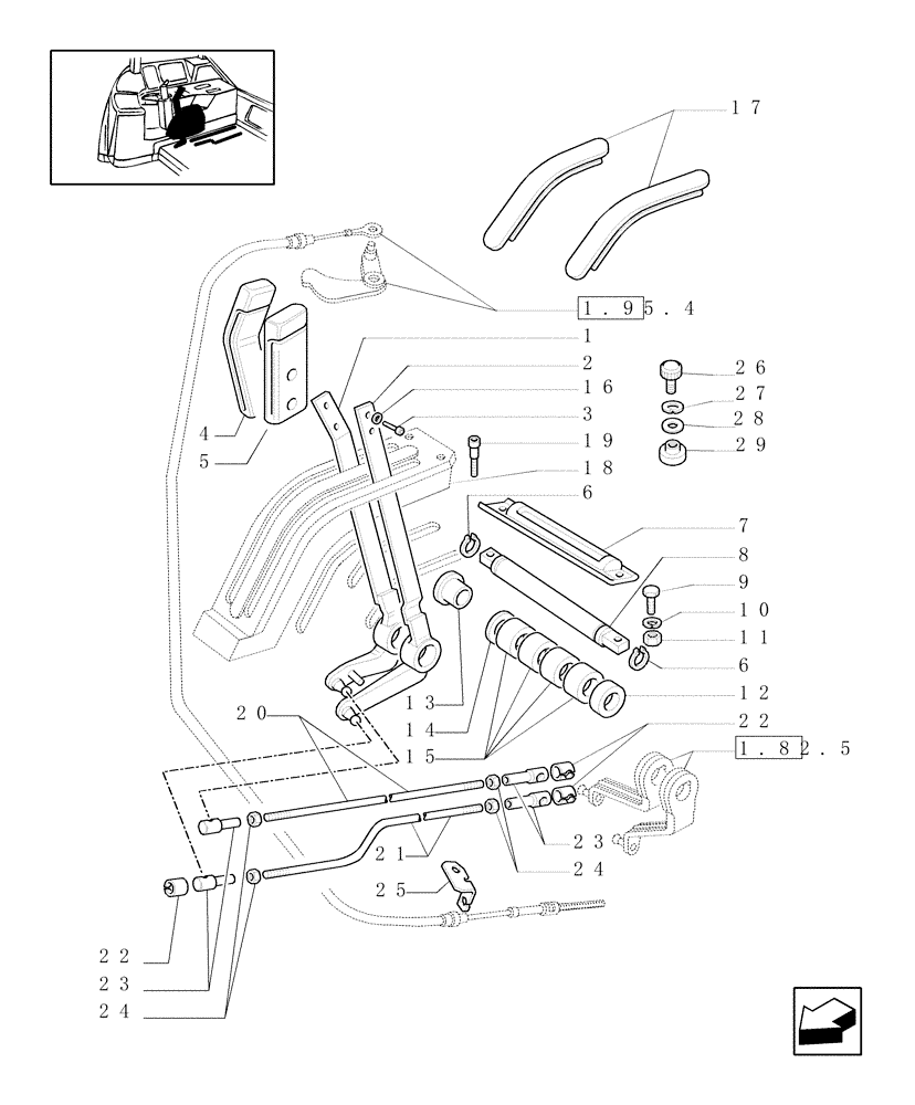 Схема запчастей Case IH JX70U - (1.96.1[01]) - CAB - HYDRAULIC LIFT OUTER CONTROLS (10) - OPERATORS PLATFORM/CAB