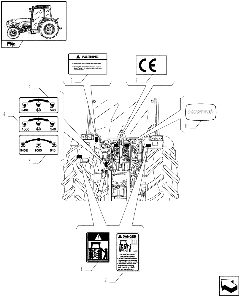 Схема запчастей Case IH FARMALL 75N - (1.98.0[06]) - DECALS - REAR - C6624 (13) - DECALS