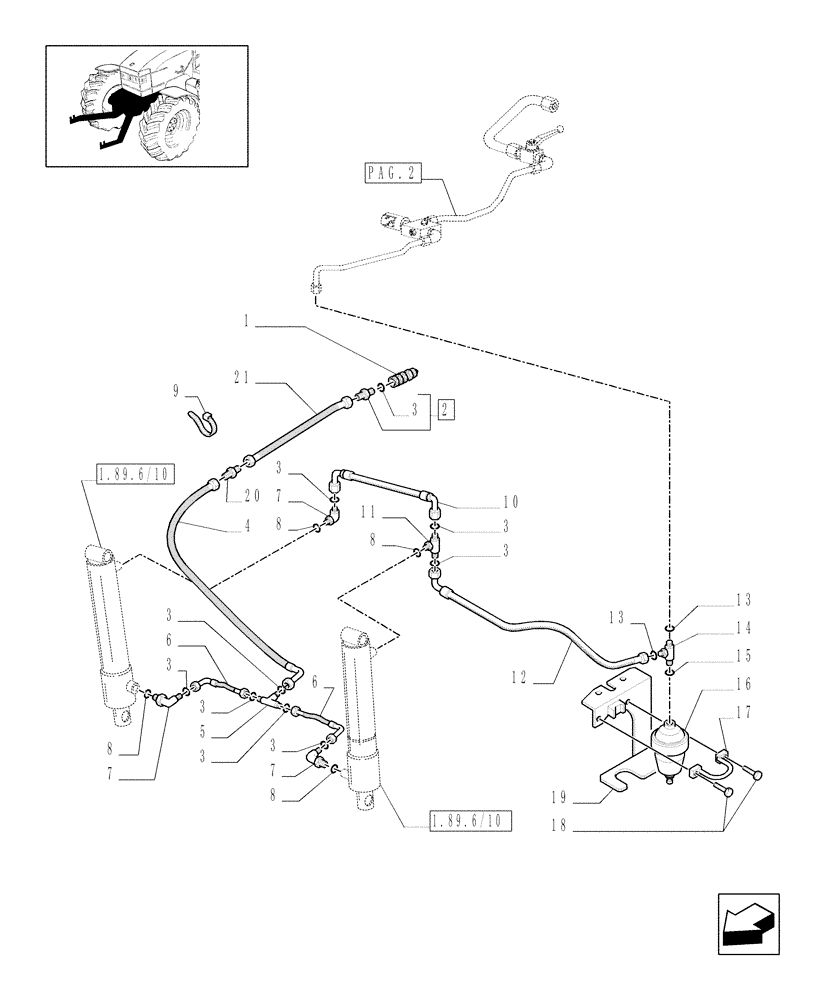 Схема запчастей Case IH MXM140 - (1.80.5/01[03]) - (VAR.789) FRONT HYDRAULIC LIFT FOR CCLS - ACCUMULATOR AND PIPES (07) - HYDRAULIC SYSTEM