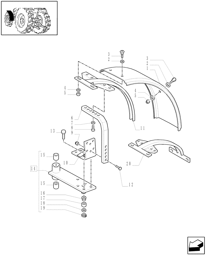 Схема запчастей Case IH MXM175 - (1.87.4/01[01]) - (VAR.497/1-511/1) DYNAMIC FRONT FENDERS (4WD) FOR SUPERSTEER OR SUSP. FRONT AXLE (08) - SHEET METAL