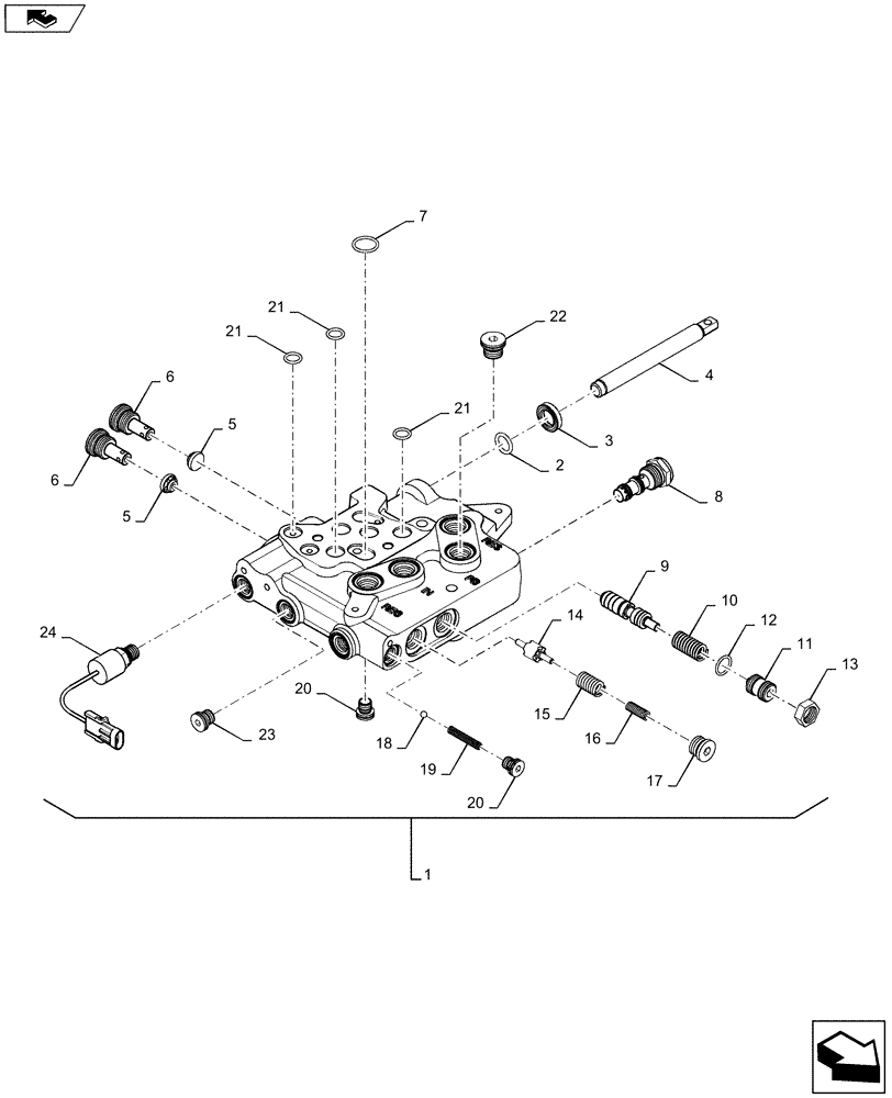 Схема запчастей Case IH STEIGER 550 - (33.110.10) - PARK BRAKE - VALVE COMPONENTS, TOW/PARK BRAKE (EUROPE) (33) - BRAKES & CONTROLS