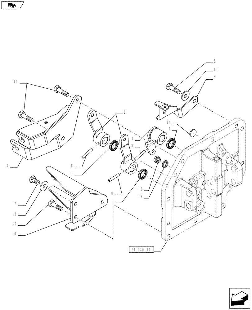 Схема запчастей Case IH FARMALL 75C - (21.130.01) - TRANSMISSION EXTERNAL SHIFTING CONTROLS AND CENTRAL REDUCTION GEARS CONTROLS - NAR - L/CAB (21) - TRANSMISSION