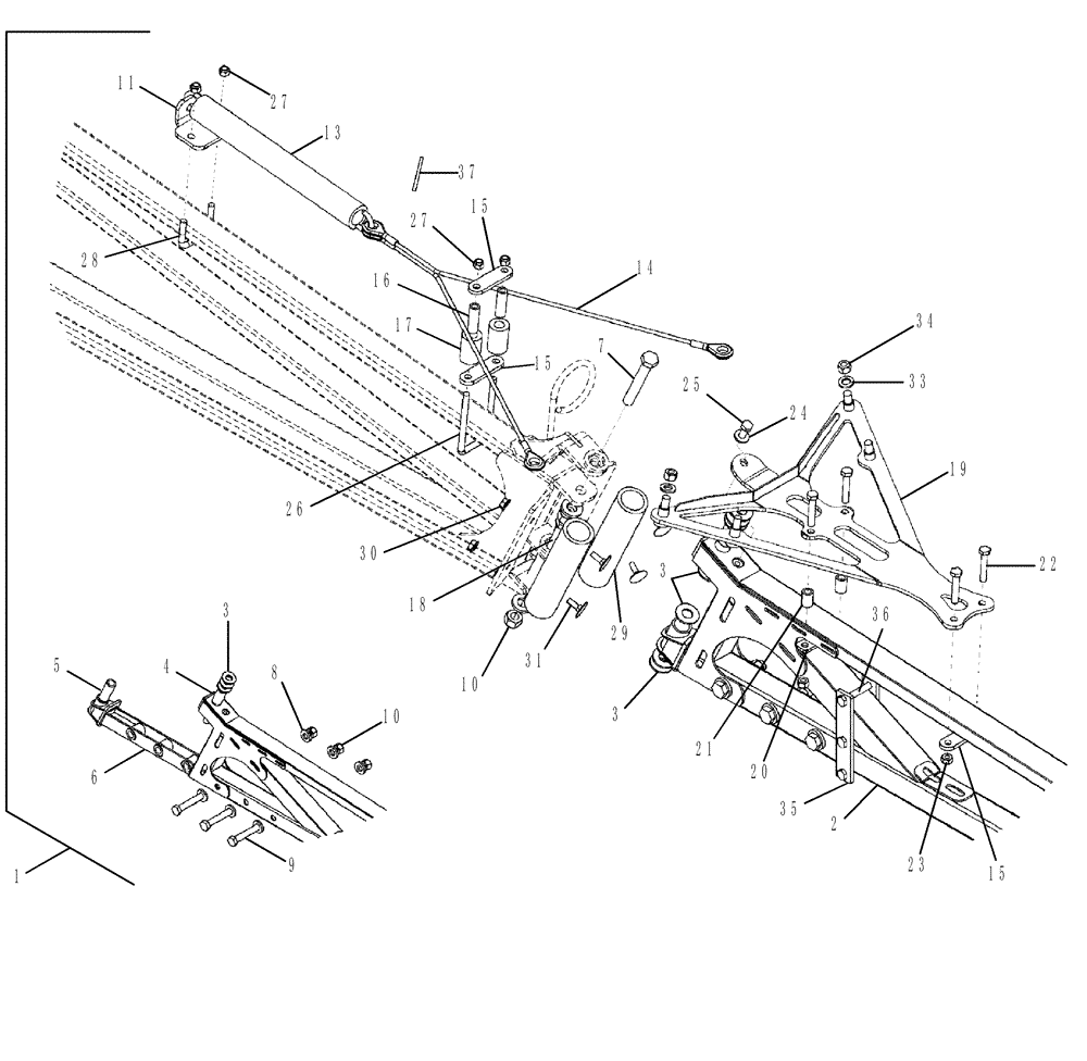 Схема запчастей Case IH SPX4410 - (08-014) - BOOM BREAKAWAY ASSEMBLY, 100’ (09) - BOOMS