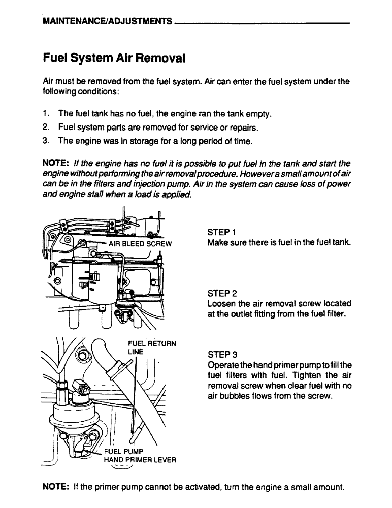 Схема запчастей Case IH 6590T - (035) - MAINTENANCE, ADJUSTMENTS, FUEL SYSTEM AIR REMOVAL 