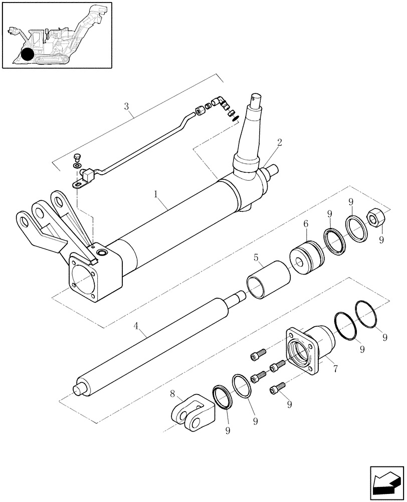 Схема запчастей Case IH A4000 - (B02.03/A[01]) - HYDRAULIC CYLINDER (BASECUTTER LIFT) Hydraulic Components & Circuits