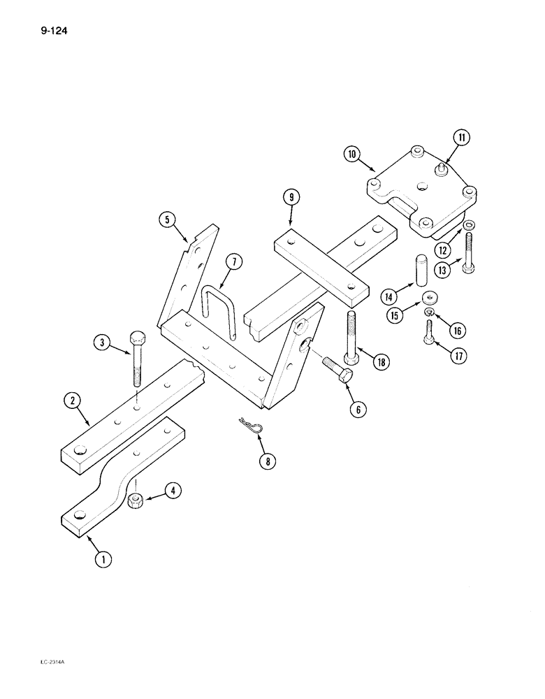 Схема запчастей Case IH 895 - (9-124) - SWINGING DRAWBAR (09) - CHASSIS/ATTACHMENTS