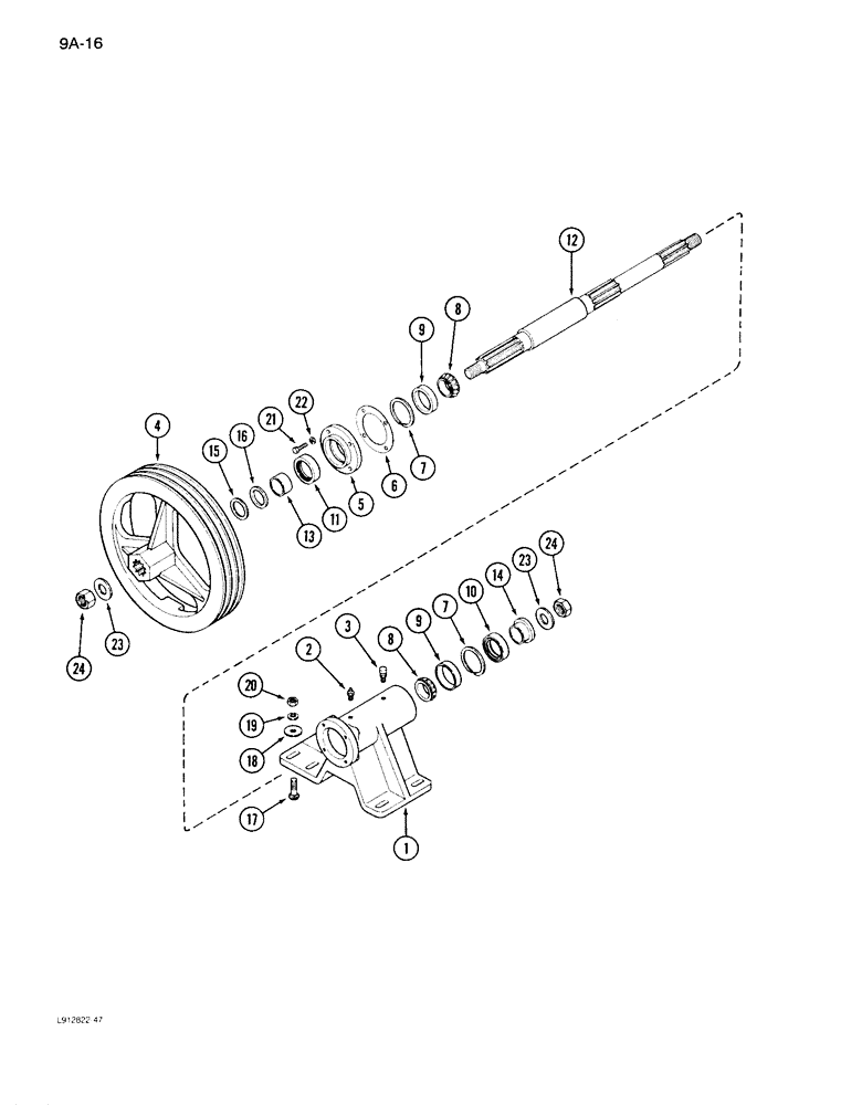 Схема запчастей Case IH 1640 - (9A-16) - JACKSHAFT BEARING BLOCK, FOR USE WITH DISCHARGE BEATER (13) - FEEDER