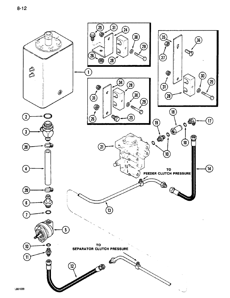 Схема запчастей Case IH 1640 - (8-12) - HEADER LIFT SUPPLY SYSTEM, PRIOR TO P.I.N. JJC0034001 (07) - HYDRAULICS