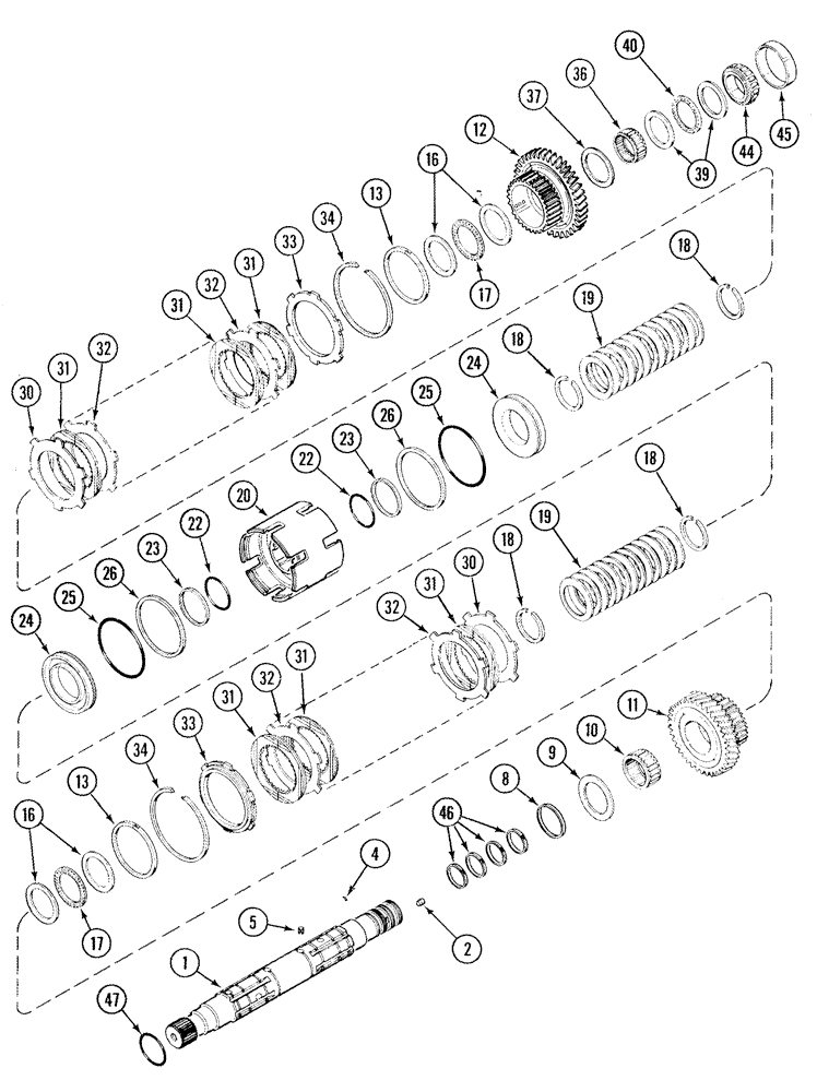 Схема запчастей Case IH MX285 - (06-14) - SPEED TRANSMISSION - OUTPUT SHAFT FRONT CLUTCH, TRANSMISSION BSN AJB0361241 (06) - POWER TRAIN