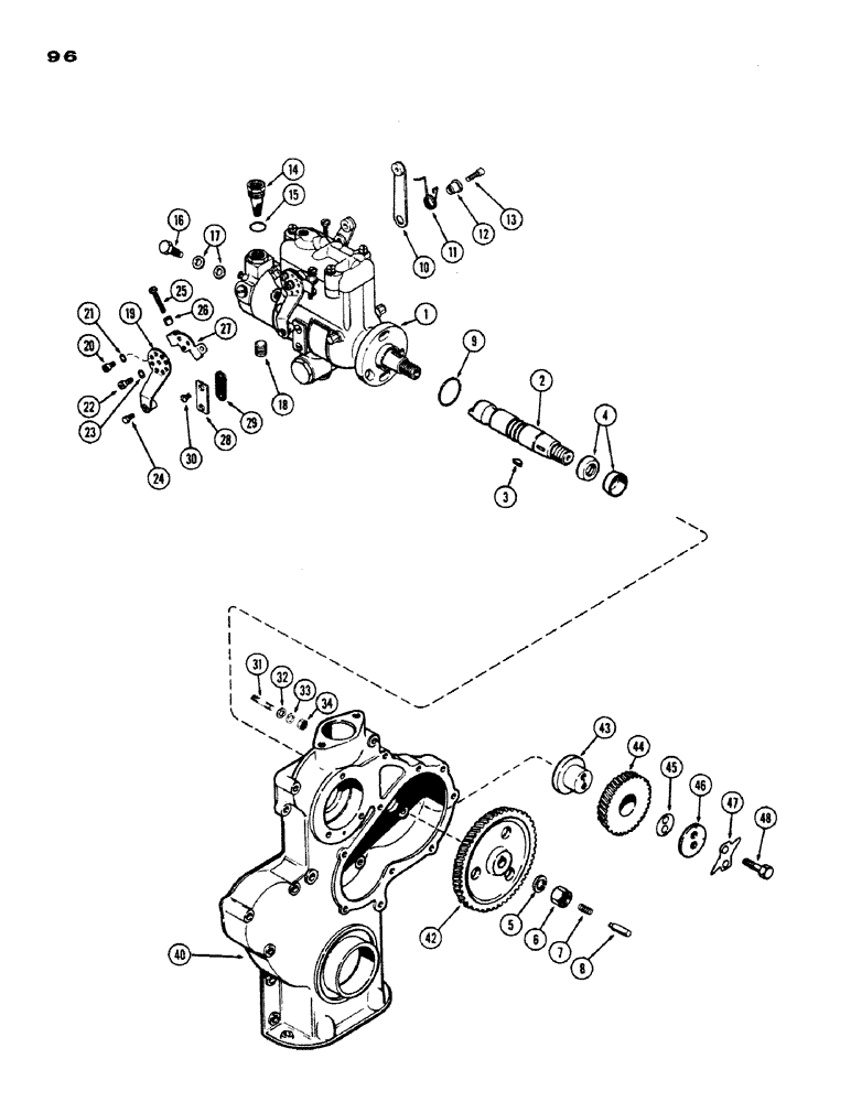 Схема запчастей Case IH 430 - (096) - FUEL INJECTION PUMP AND DRIVE, 430-530, 188, DIESEL ENGINE (03) - FUEL SYSTEM