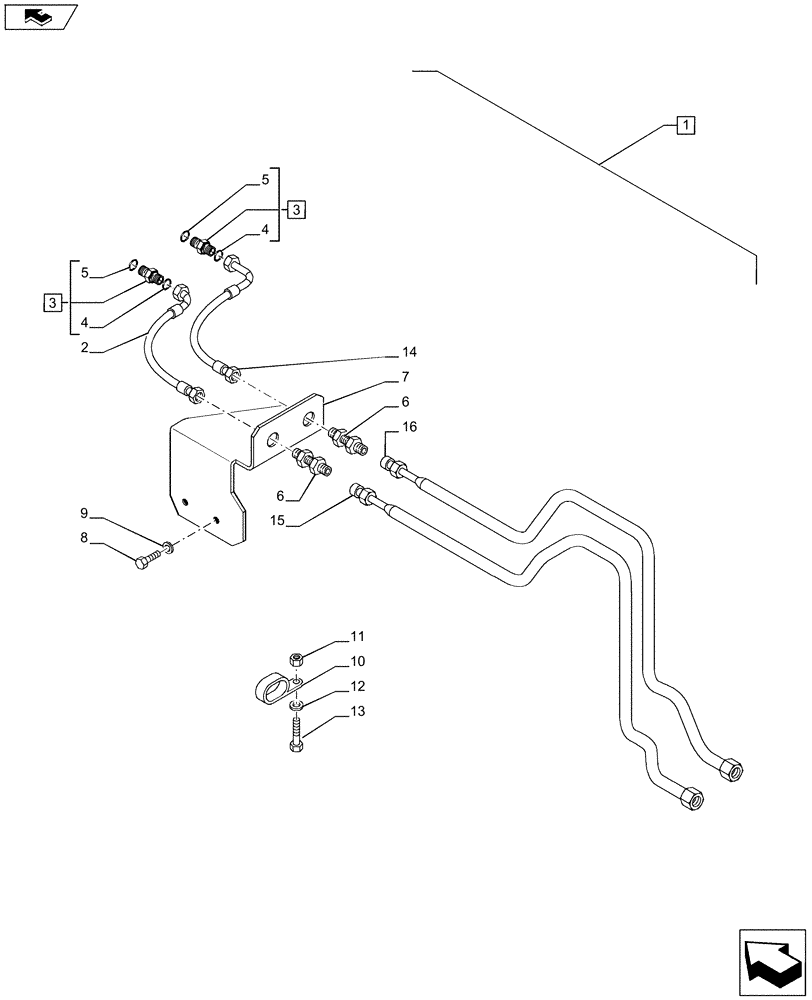 Схема запчастей Case IH PUMA 230 - (88.035.08[03]) - DIA KIT - FRONT HPL FOR ELECTRONIC REMOTES WITH PTO, LESS AUX. COUPLERS - PIPES AND BRACKETS (88) - ACCESSORIES