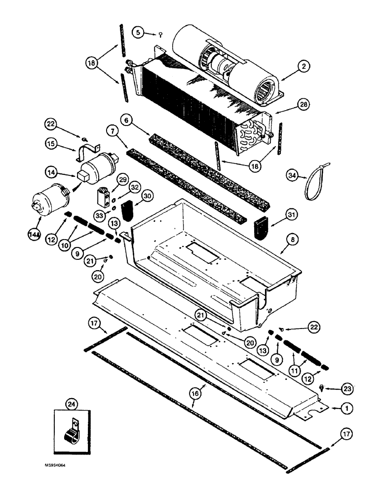 Схема запчастей Case IH 1666 - (9G-36) - CAB, EVAPORATOR HEATER CORE AND BLOWER MOUNTING (10) - CAB & AIR CONDITIONING