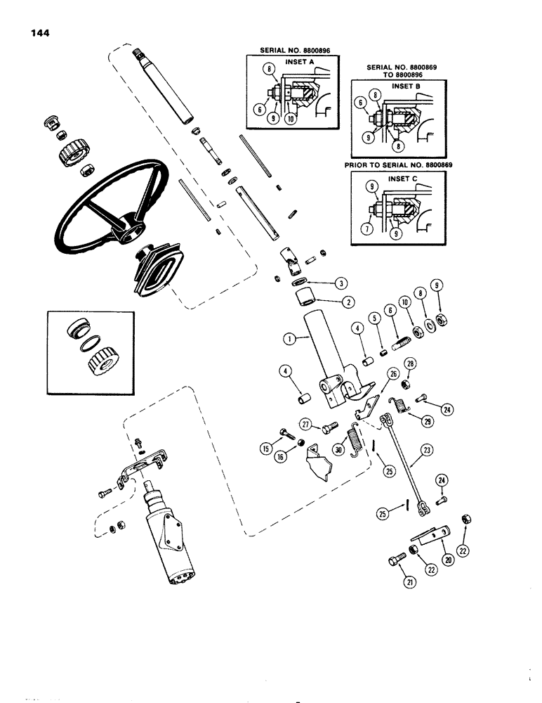 Схема запчастей Case IH 1270 - (144) - ADJUSTABLE STEERING COLUMN (05) - STEERING