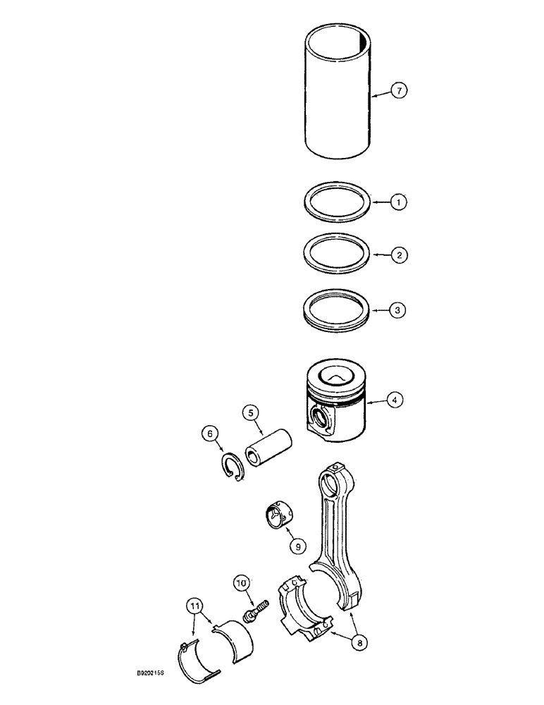 Схема запчастей Case IH 1644 - (2-44) - PISTONS, 6TA-590 ENGINE, PRIOR TO ENGINE SERIAL NUMBER 44937696, CONNECTING RODS (01) - ENGINE