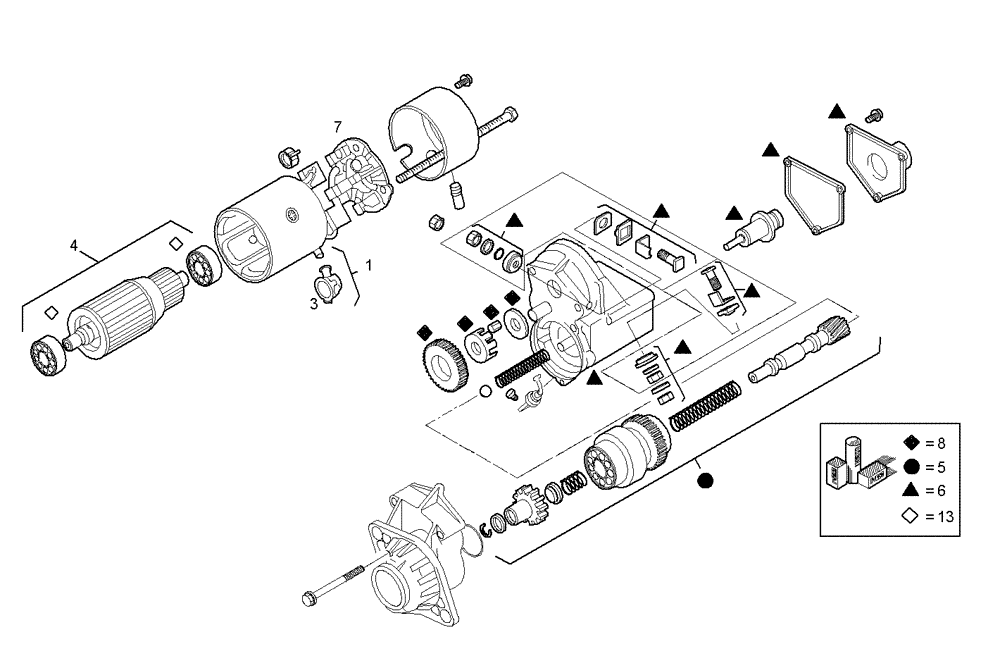 Схема запчастей Case IH F2CE9684P E008 - (3630.051) - STARTER MOTOR (COMPONENTS) 